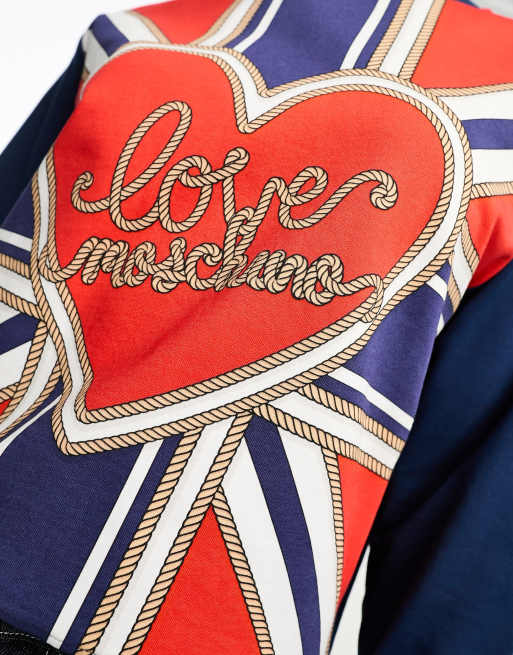 Love Moschino – Blå sweatshirt med union jack-tryck och logga , 3 av 4