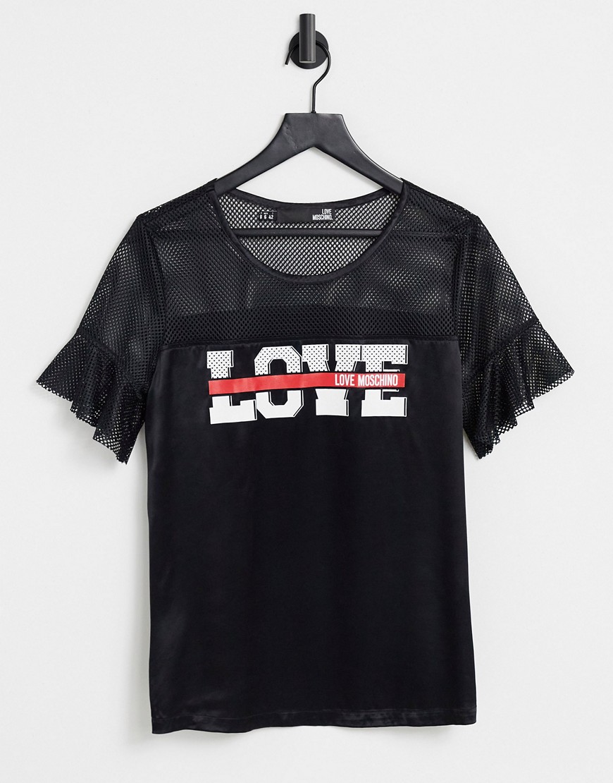 Love Moschino blusa mesh sleeve t-shirt in black