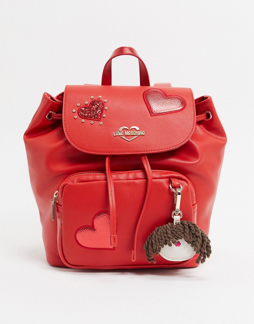 Love Moschino - Blush-pink rygsæk med hjerter