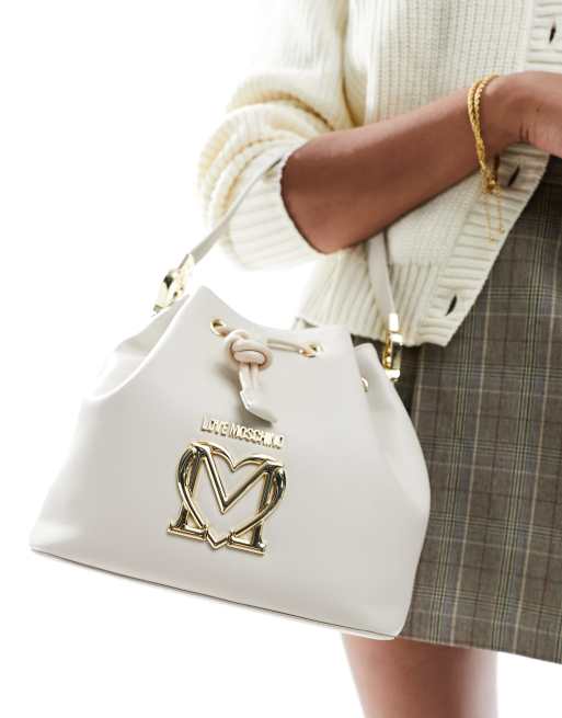 Love Moschino - Borsa da spalla bianco sporco, 3 di 4