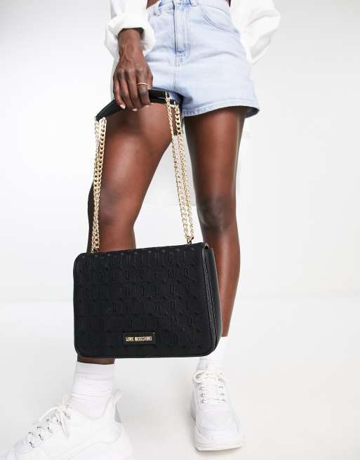 Love Moschino - Borsa da spalla multicolore con catenina e logo
