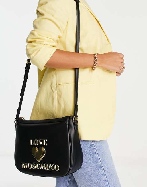 Love Moschino - Borsa da spalla nera con logo a cuore, 2 di 4