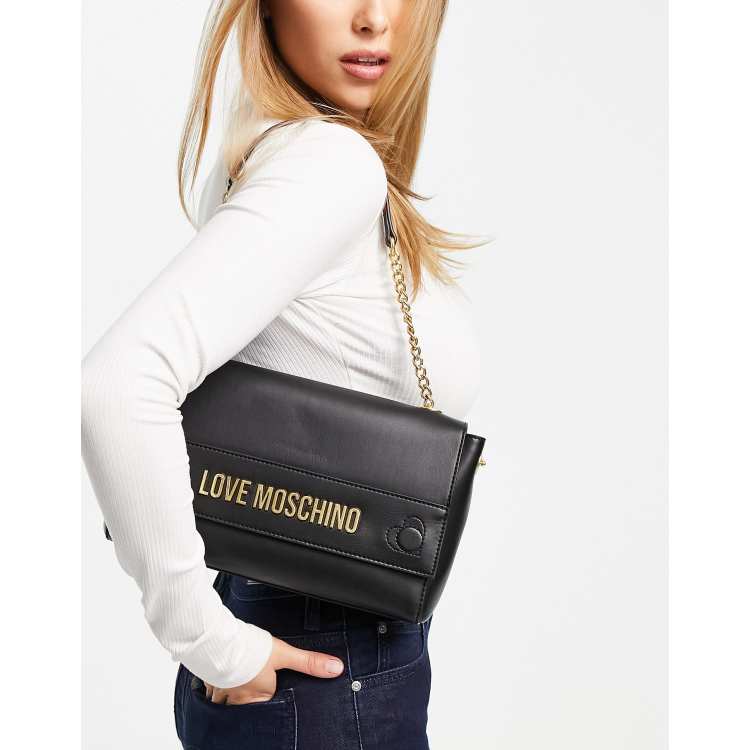 Love Moschino Borsa da spalla nera con logo ASOS