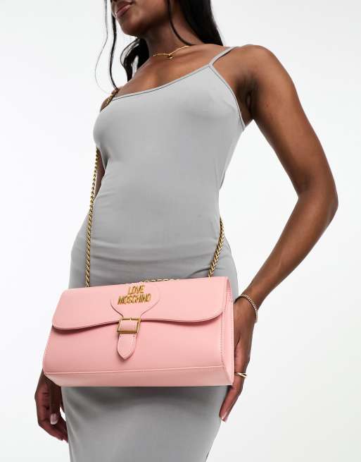Love Moschino - Borsa rosa chiaro con tracolla a catenina