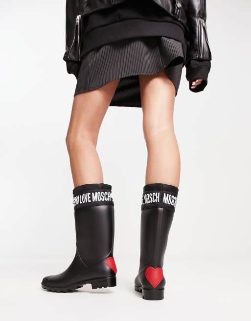 Love Moschino Bottes de pluie cordon de serrage et motif c ur