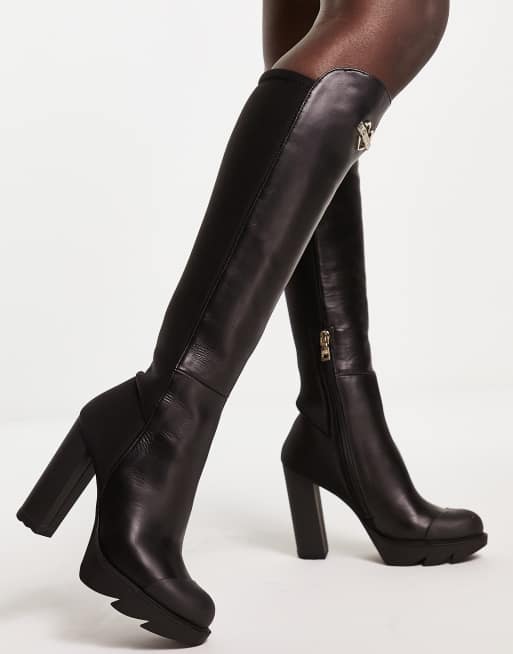 Love Moschino Bottes hauteur genou talon haut Noir ASOS