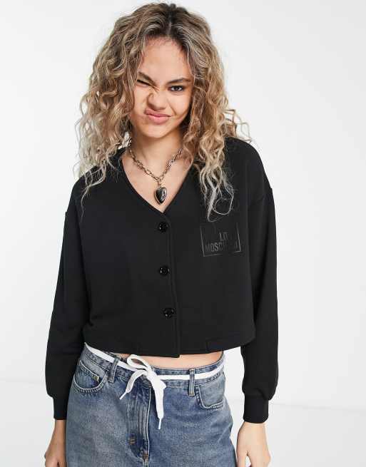 Love Moschino box logo cropped cardigan in black | ASOS