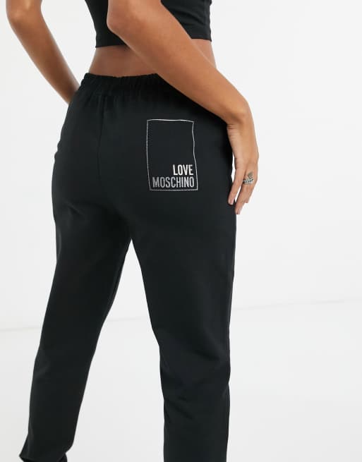 Love Moschino box logo joggers in black ASOS