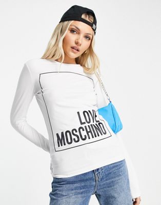Love Moschino box logo long sleeve t-shirt in white