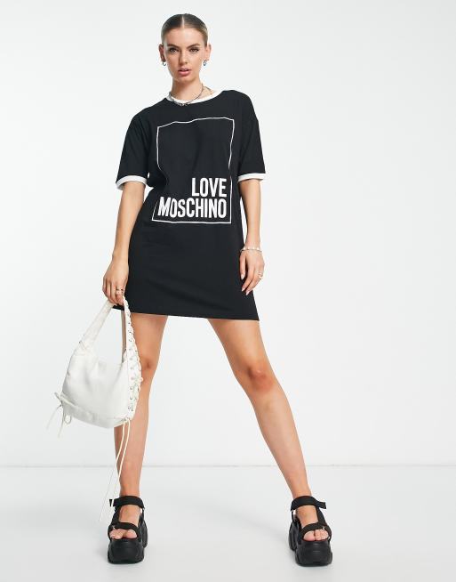 Love Moschino box logo ringer style jersey dress in black