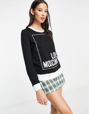 Love Moschino box logo ringer sweatshirt in white