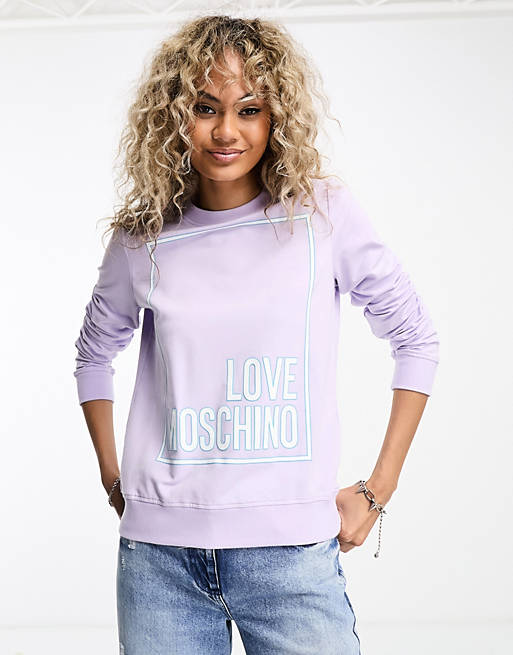 Love Moschino box logo sweatshirt in lilac | ASOS