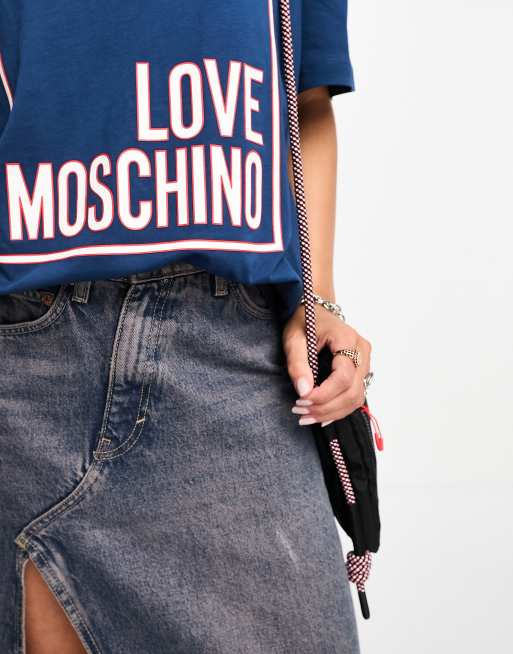 Love Moschino box logo t-shirt in navy