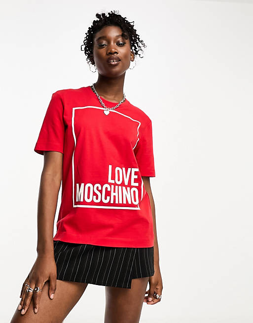Love Moschino box logo t shirt in red | ASOS