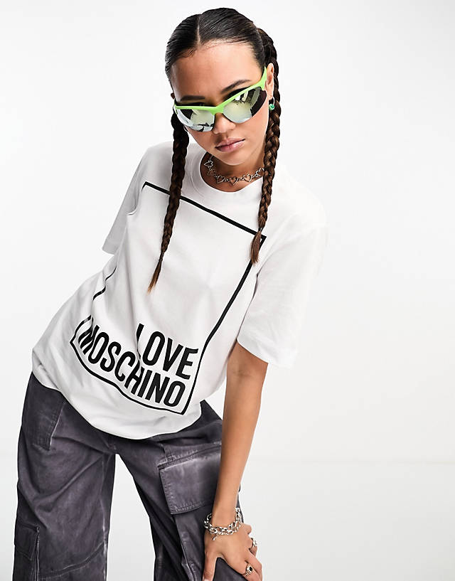 Love Moschino - box logo t-shirt in white
