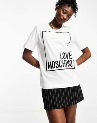 Love Moschino box logo t shirt in white
