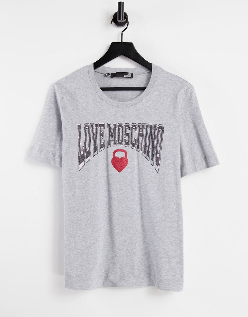 Love Moschino boxing logo t-shirt in gray-Grey