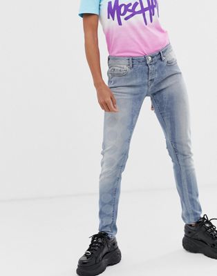 Love Moschino - Boyfriend jeans met stippen en strepen-Blauw
