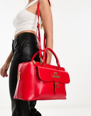 Love Moschino buckle detail cross body bag in red