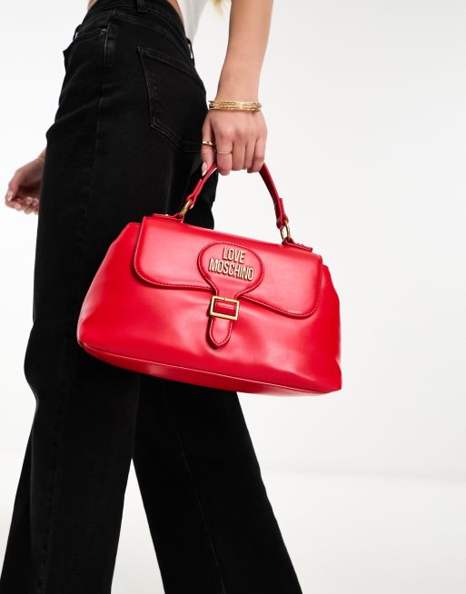 Love Moschino buckle detail top handle bag in red, 2 of 4