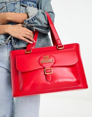 Love Moschino buckle detail tote bag in red - ASOS Price Checker