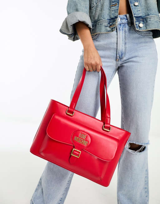 Love moschino best sale red tote bag