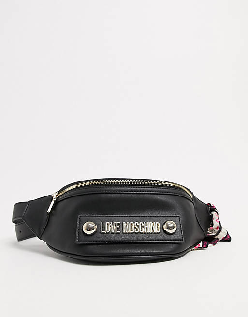 Love Moschino bumbag with scarf in black | ASOS