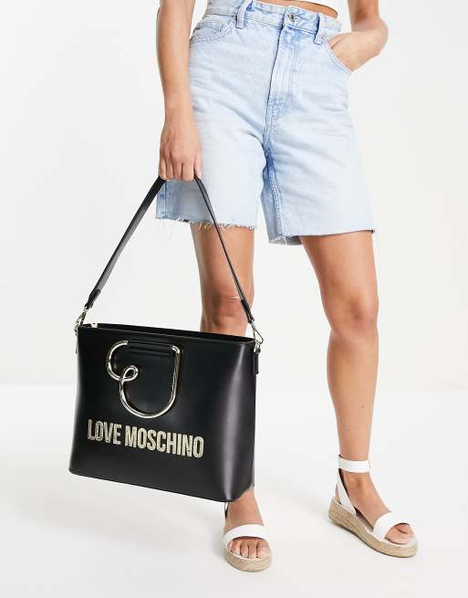 Love Moschino - Cabas avec poignée en forme de cœur - Noir, 2 de 4
