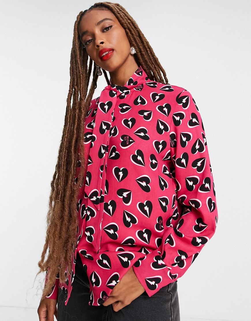 Love Moschino camicia allover heart print blouse in pink