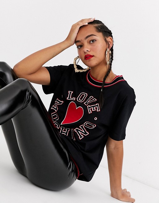 Love Moschino campus embroidered logo t-shirt