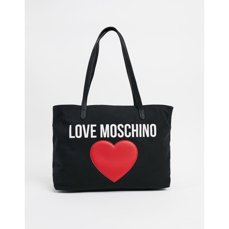 Love Moschino canvas tote bag with large logo in black