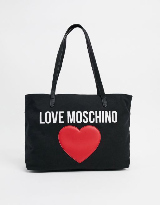 Love Moschino canvas tote bag with large logo in black ASOS