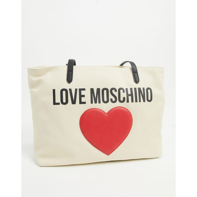 Love Moschino canvas tote bag with large logo in ivory