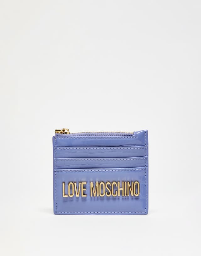 Love Moschino card holder in lilac croc