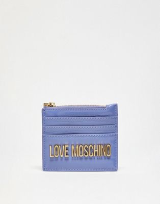 Love Moschino card holder in lilac croc