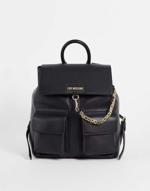 Love Moschino chain detail backpack in black