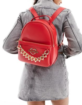 Love Moschino chain detail backpack in red