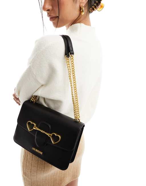 Love Moschino chain detail crossbody bag in black