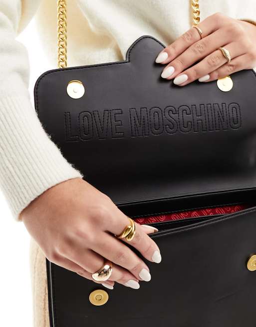 Love Moschino chain detail crossbody bag in black