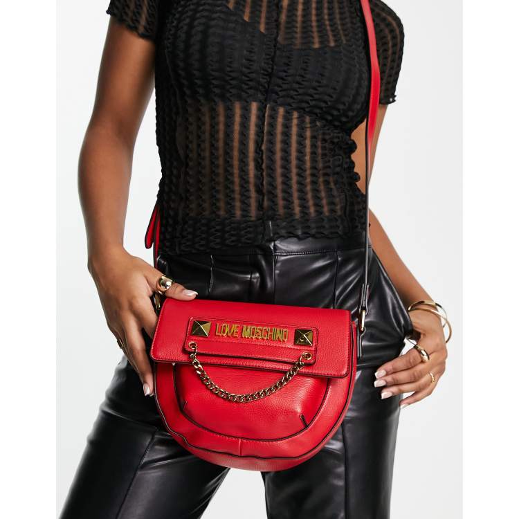 Love Moschino chain detail crossbody bag in red