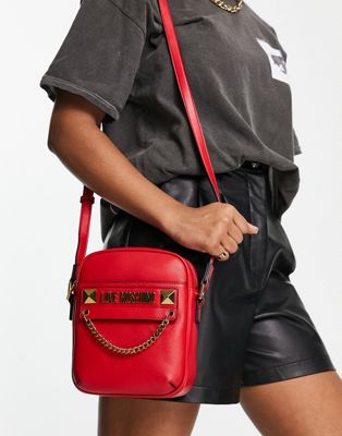Love Moschino chain detail crossbody camera bag in red