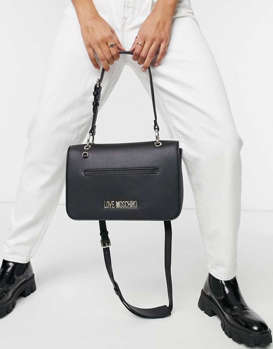 Love Moschino chain detail shoulder bag in black