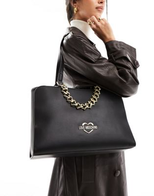Love Moschino chain detail tote bag in black - ASOS Price Checker