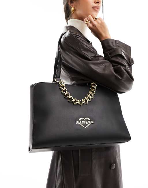 Moschino black leather online bag