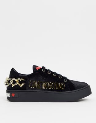 Love Moschino chain detail trainers in black