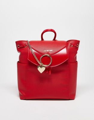 Love Moschino chain embellished backpack in red