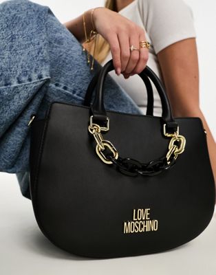Love Moschino chain saddle bag in black