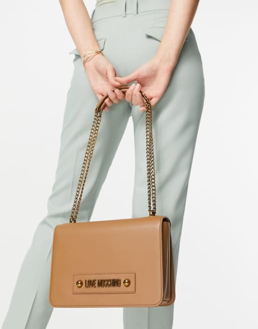 Love Moschino chain shoulder bag in tan