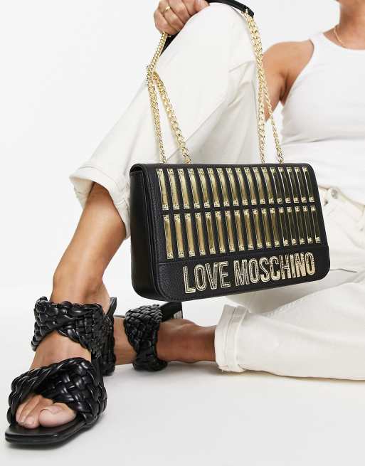 Love Moschino chain strap flap over shoulder bag in black