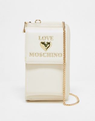 Love Moschino chain strap wallet in off white